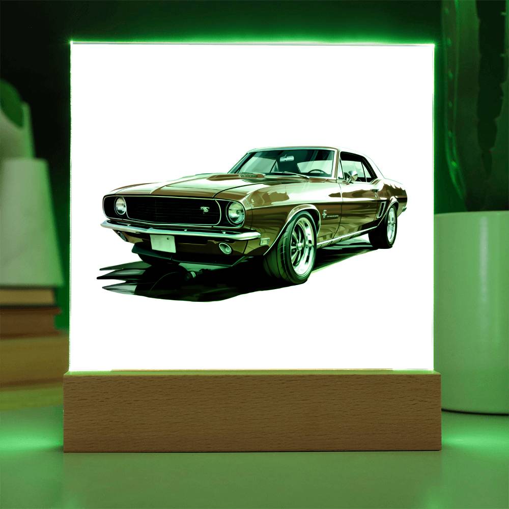 Muscle Car 01 - Square Acrylic Plaque With LED Base