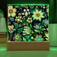Mexican Floral Fiesta Pattern 030 - Square Acrylic Plaque With LED Base