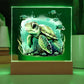 Cute Sea Turtle 002 - Square Acrylic Plaque With LED Base