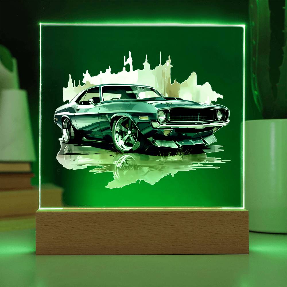 Muscle Car 03 - Square Acrylic Plaque With LED Base