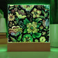 Mexican Floral Fiesta Pattern 068 - Square Acrylic Plaque With LED Base