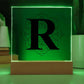 Magnolia Mandala Alphabet Letter R - Square Acrylic Plaque With LED Base