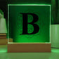 Magnolia Mandala Alphabet Letter B - Square Acrylic Plaque With LED Base