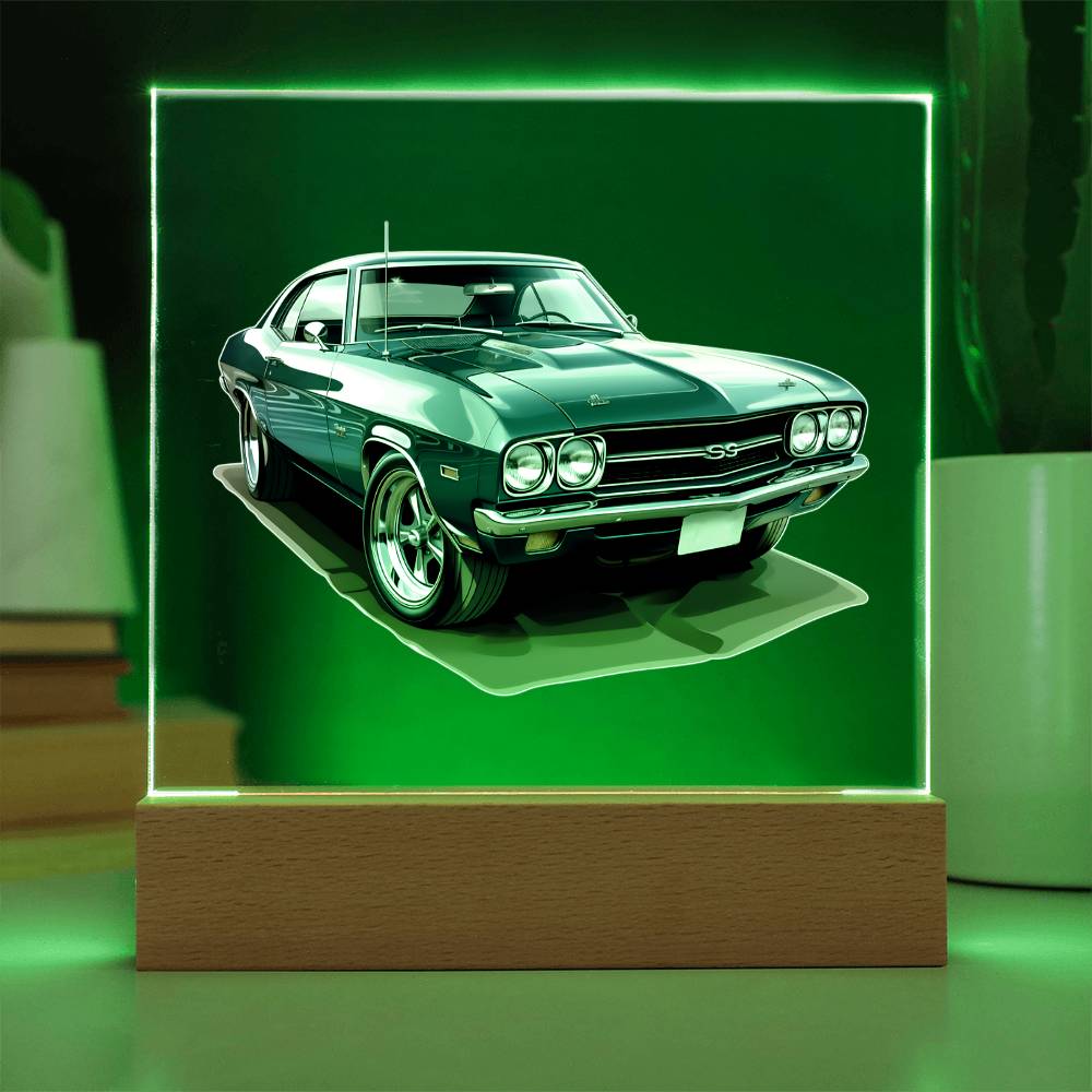 Muscle Car 05 - Square Acrylic Plaque With LED Base