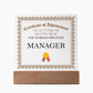 World's Greatest Manager - Square Acrylic Plaque With LED Lights