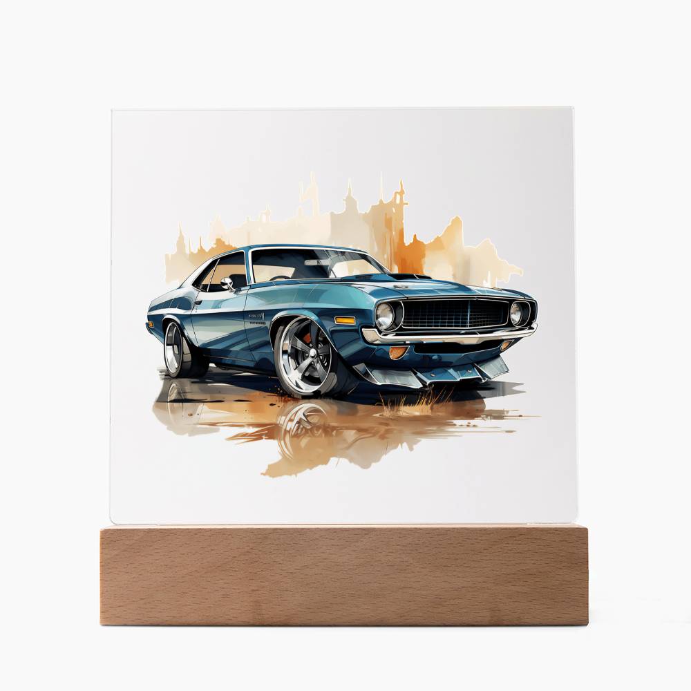 Muscle Car 03 - Square Acrylic Plaque With LED Base