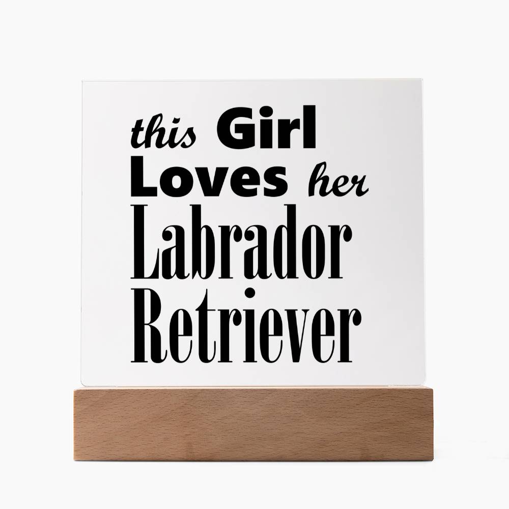 Labrador Retriever - Square Acrylic Plaque With LED Base