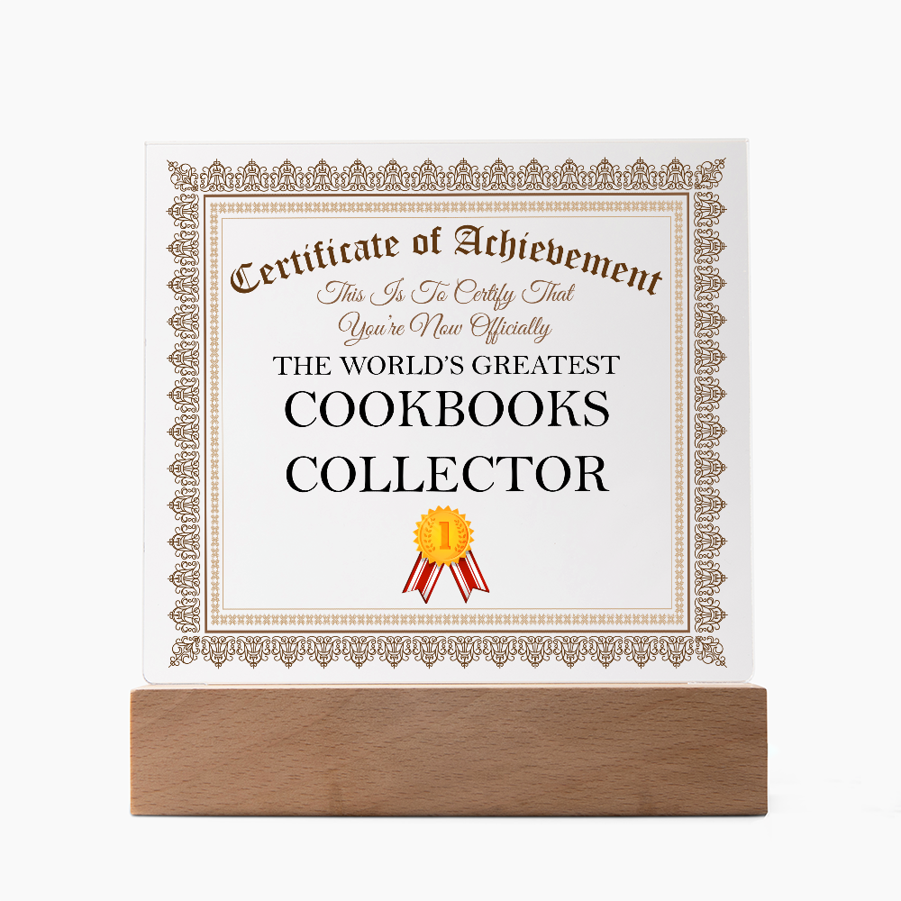 World's Greatest Cookbooks  Collector - Square Acrylic Plaque With LED Lights