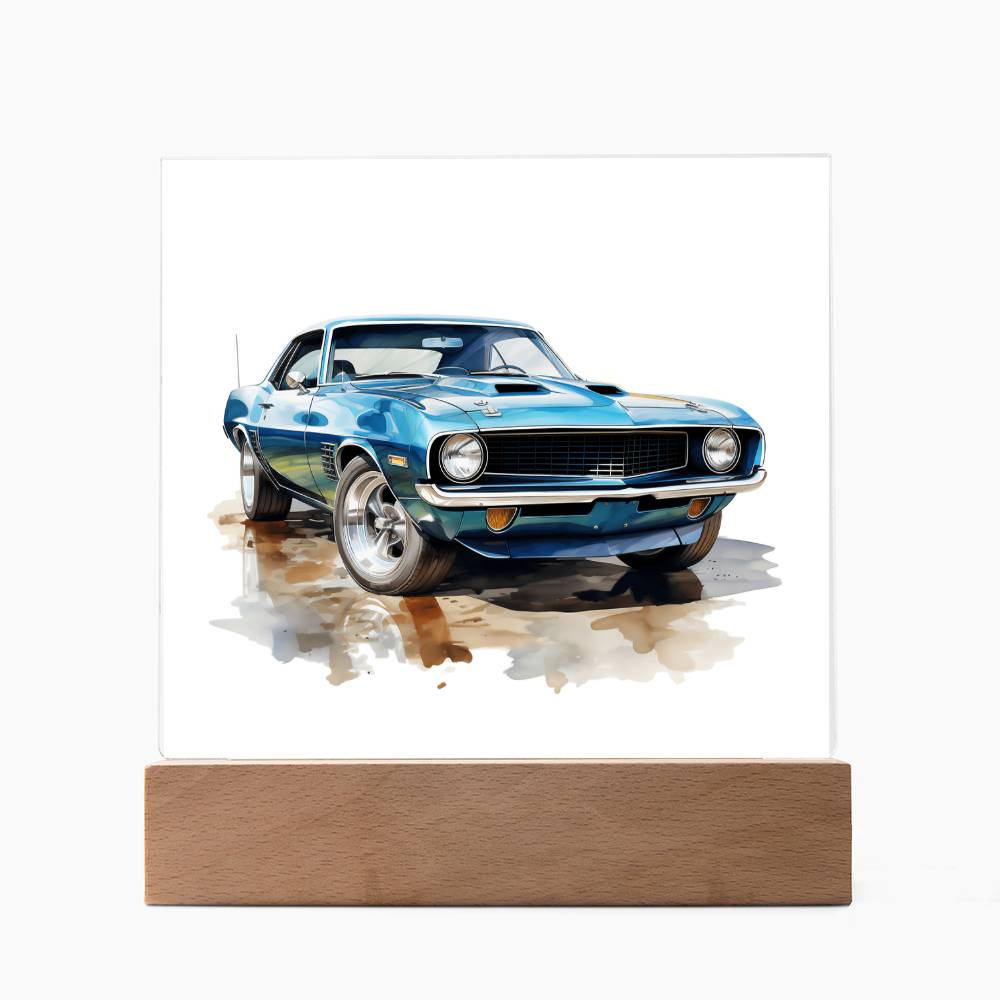 Muscle Car 12 - Square Acrylic Plaque With LED Base
