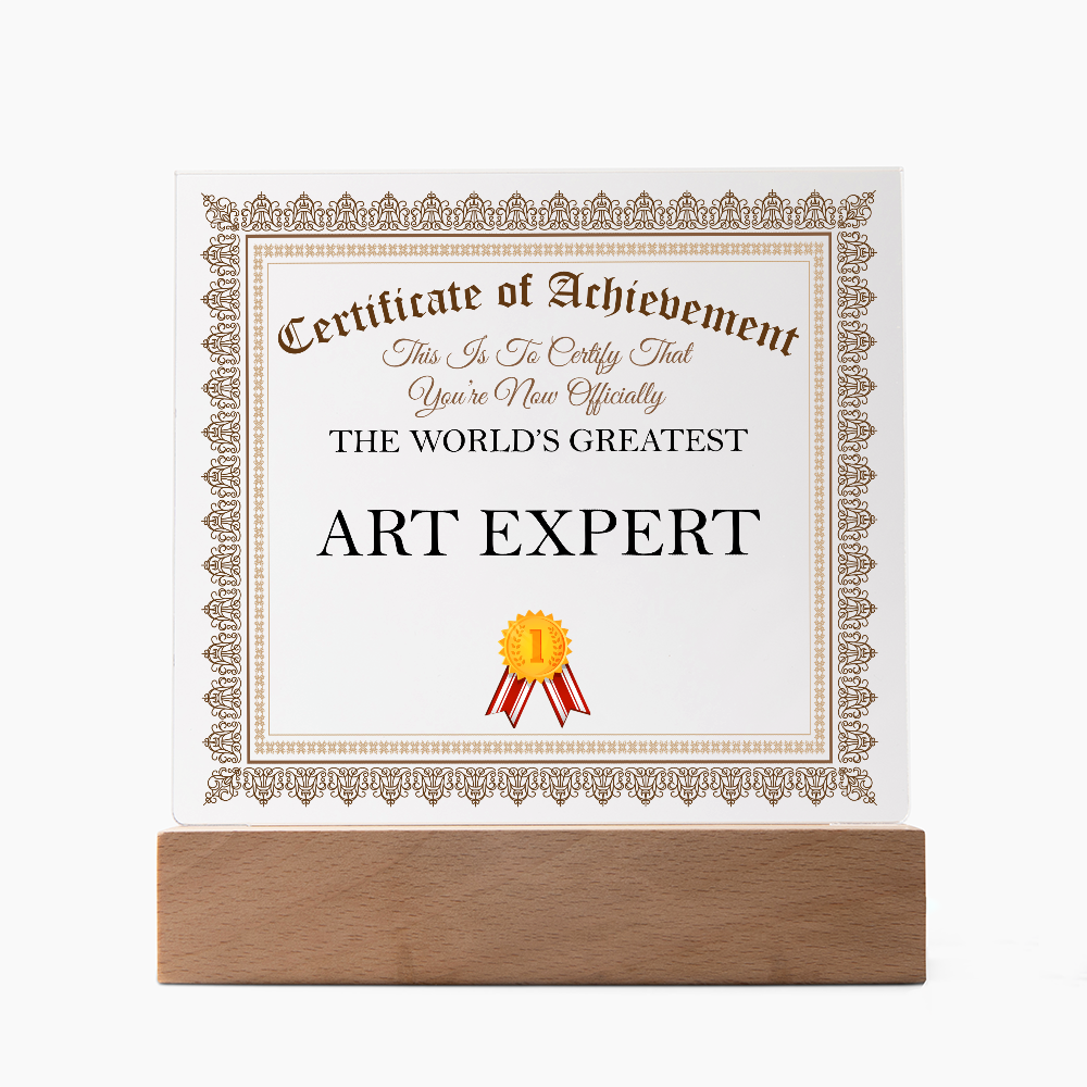 World's Greatest Art Expert - Square Acrylic Plaque With LED Lights