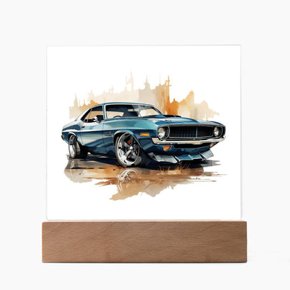 Muscle Car 03 - Square Acrylic Plaque With LED Base