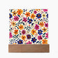 Mexican Floral Fiesta Pattern 008 - Square Acrylic Plaque With LED Base