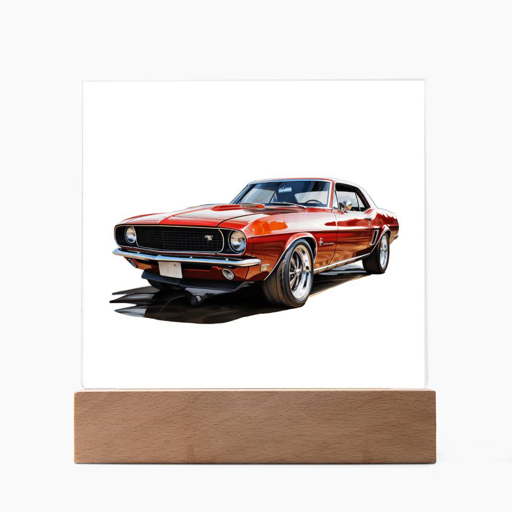 Muscle Car 01 - Square Acrylic Plaque With LED Base