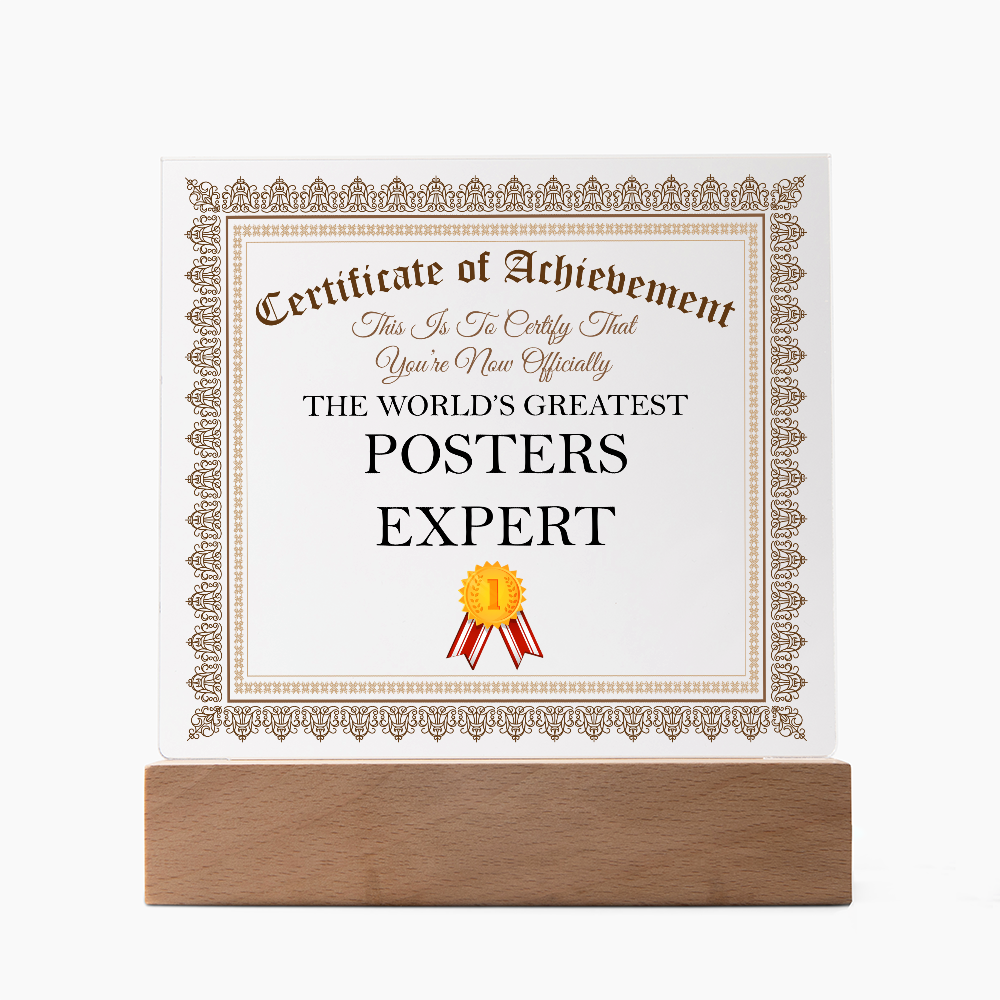 World's Greatest Posters Expert - Square Acrylic Plaque With LED Lights