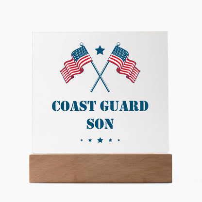 Coast Guard Son - Square Acrylic Plaque With LED Base