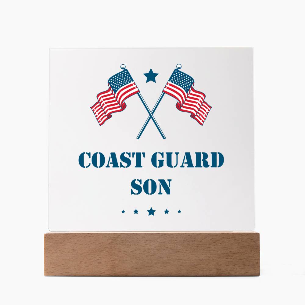 Coast Guard Son - Square Acrylic Plaque With LED Base