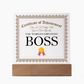 World's Greatest Boss - Square Acrylic Plaque With LED Lights