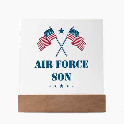 Air Force Son - Square Acrylic Plaque With LED Base