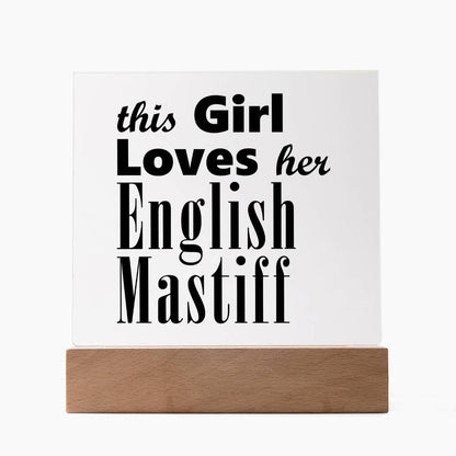 English Mastiff - Square Acrylic Plaque With LED Base
