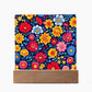 Mexican Floral Fiesta Pattern 048 - Square Acrylic Plaque With LED Base