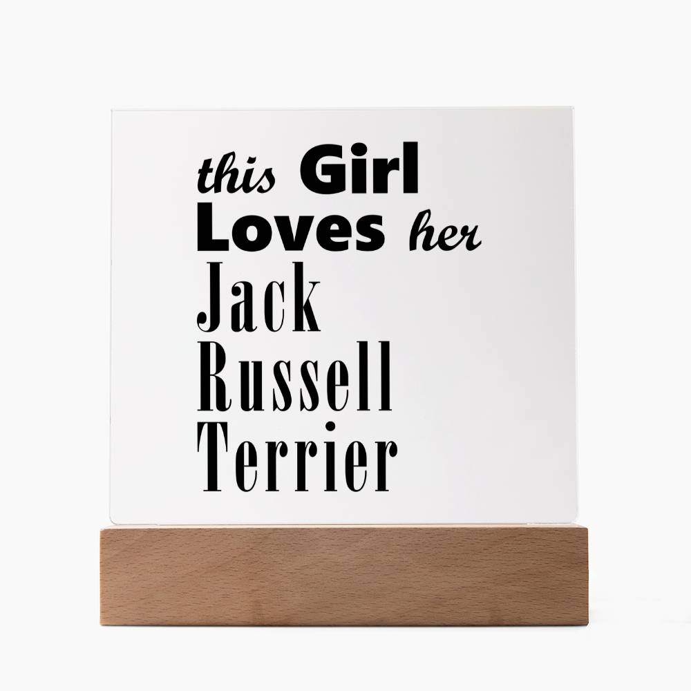 Jack Russell Terrier - Square Acrylic Plaque With LED Base