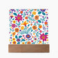 Mexican Floral Fiesta Pattern 013 - Square Acrylic Plaque With LED Base