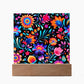 Mexican Floral Fiesta Pattern 057 - Square Acrylic Plaque With LED Base