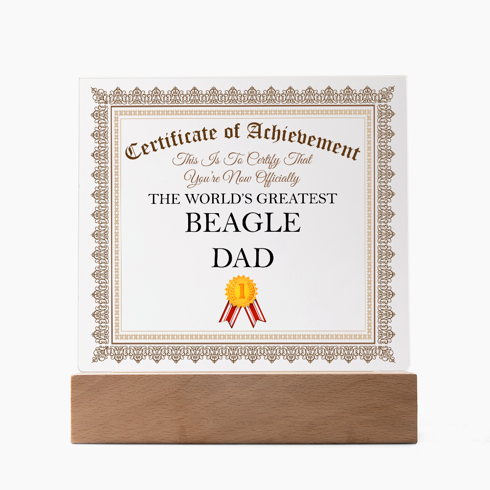 World's Greatest Beagle Dad - Square Acrylic Plaque With LED Lights
