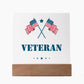 Veteran - Square Acrylic Plaque With LED Base