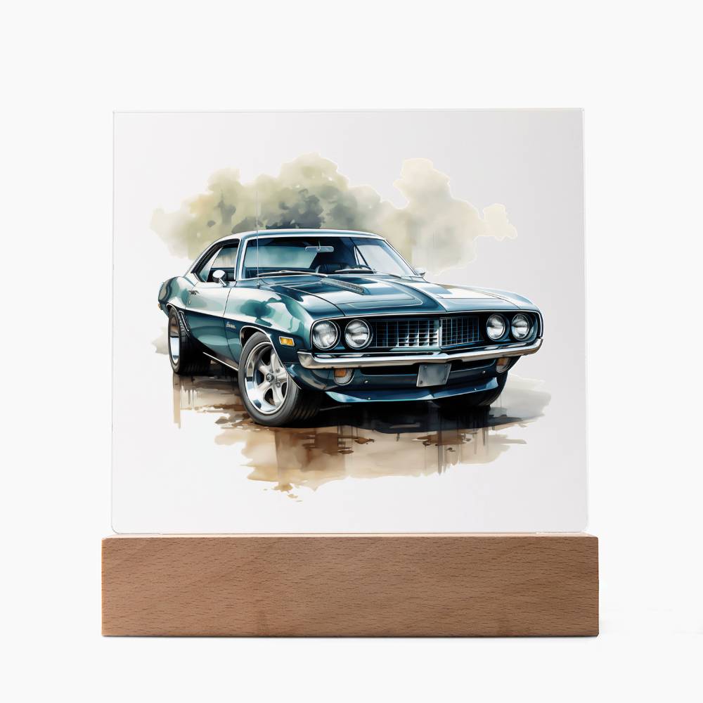 Muscle Car 13 - Square Acrylic Plaque With LED Base