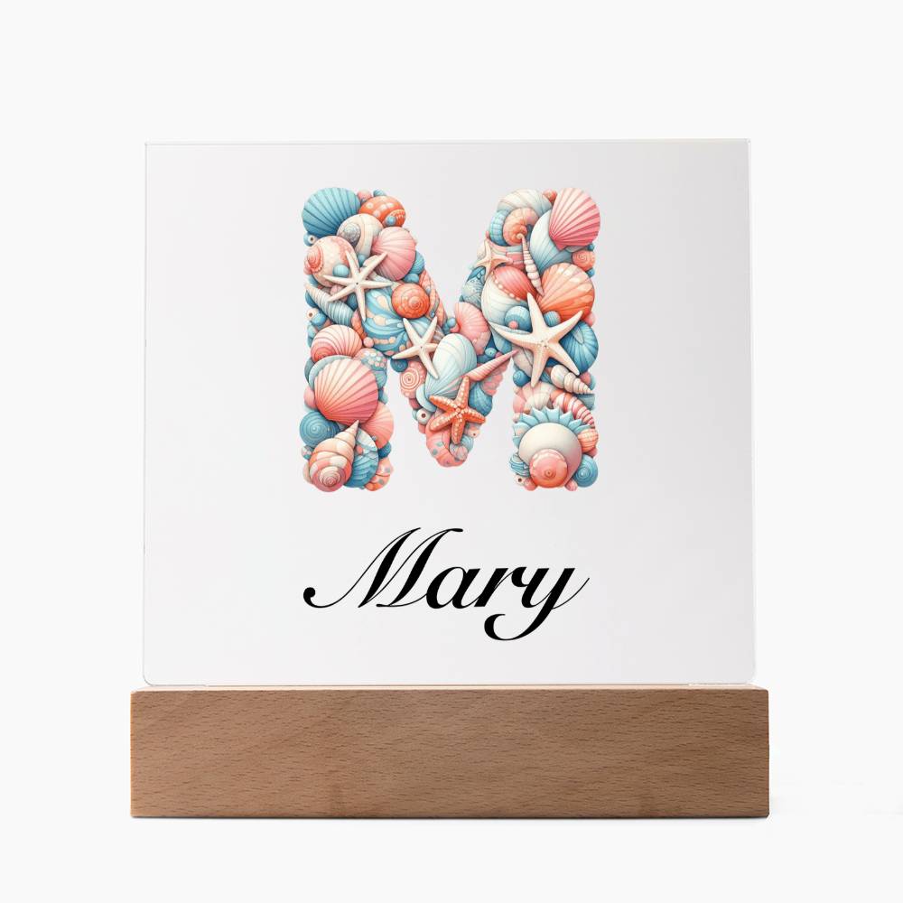 Mary (Sea Life) - Square Acrylic Plaque With LED Base