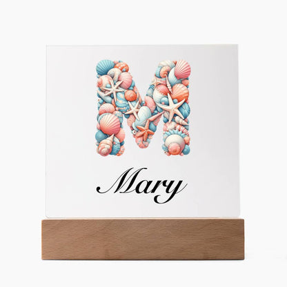 Mary (Sea Life) - Square Acrylic Plaque With LED Base