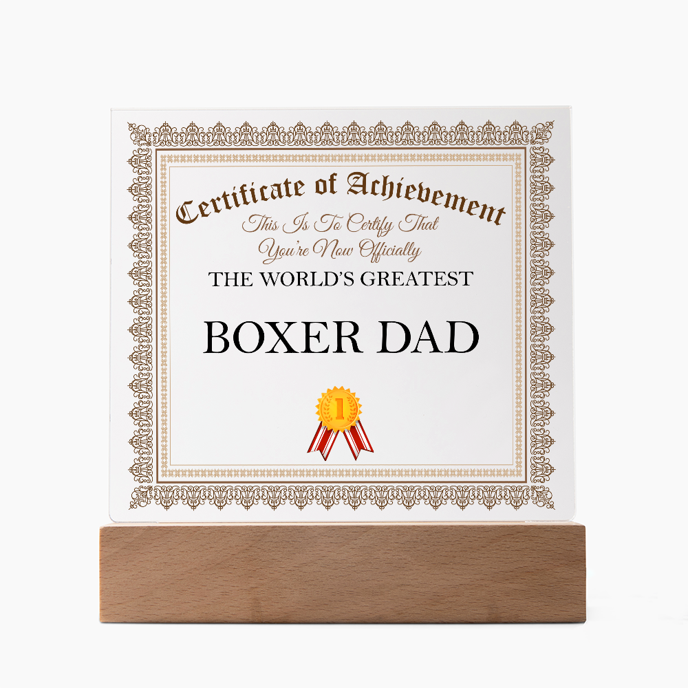 World's Greatest Boxer Dad - Square Acrylic Plaque With LED Lights