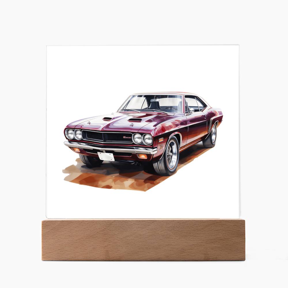 Muscle Car 10 - Square Acrylic Plaque With LED Base