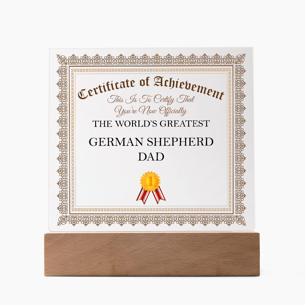 World's Greatest German Shepherd Dad - Square Acrylic Plaque With LED Lights
