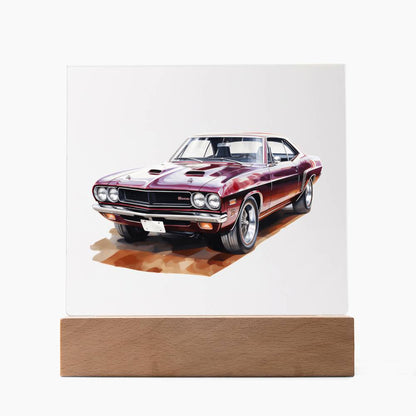 Muscle Car 10 - Square Acrylic Plaque With LED Base