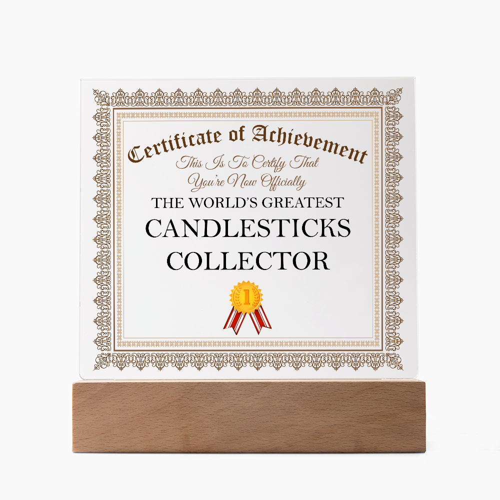 World's Greatest Candlesticks Collector - Square Acrylic Plaque With LED Lights
