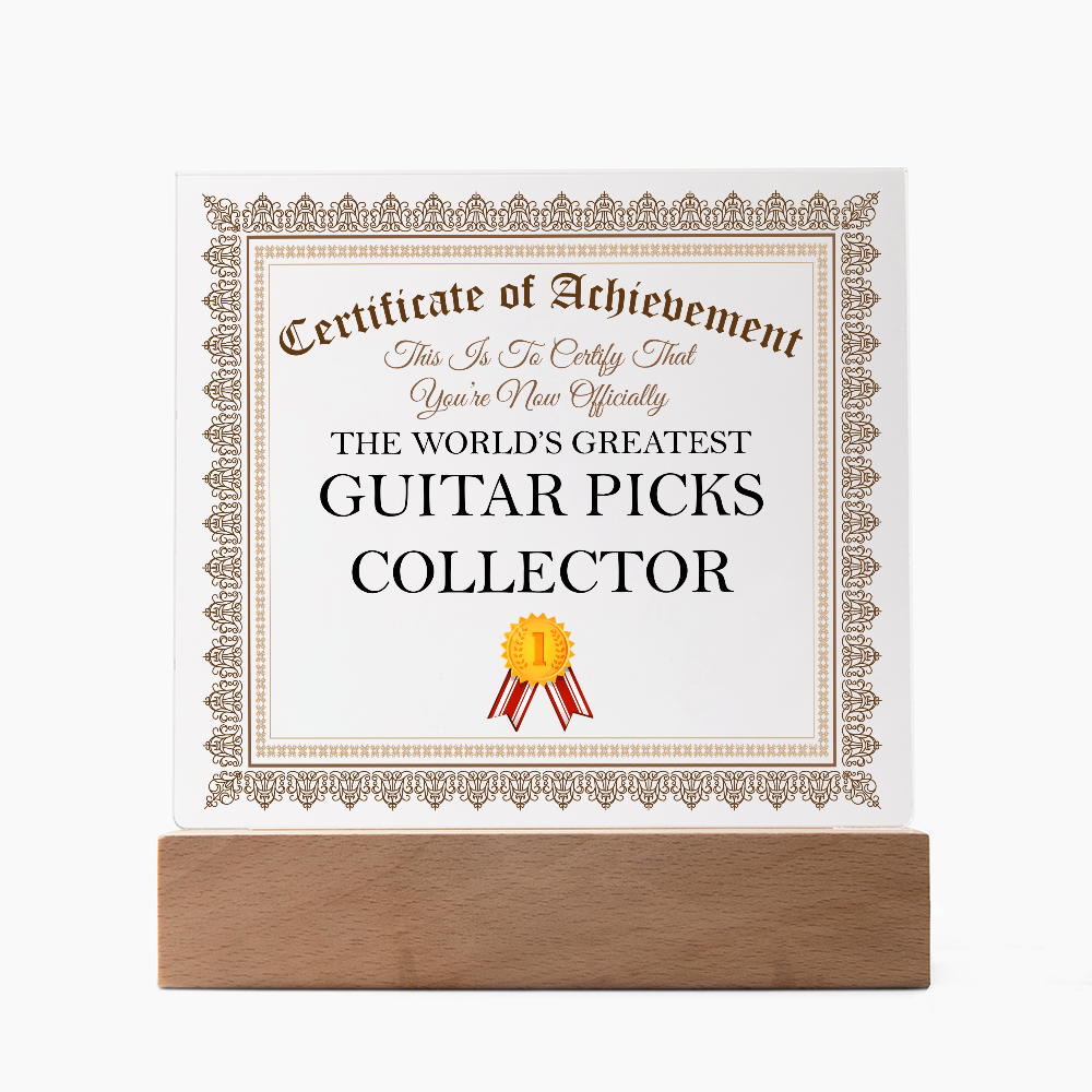 World's Greatest Guitar Picks Collector - Square Acrylic Plaque With LED Lights