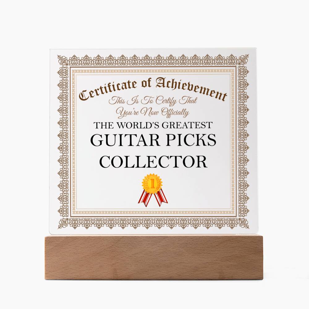 World's Greatest Guitar Picks Collector - Square Acrylic Plaque With LED Base