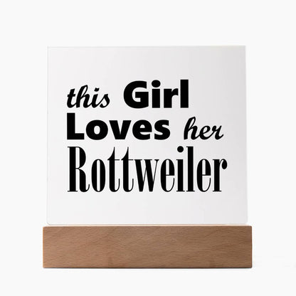 Rottweiler - Square Acrylic Plaque With LED Base