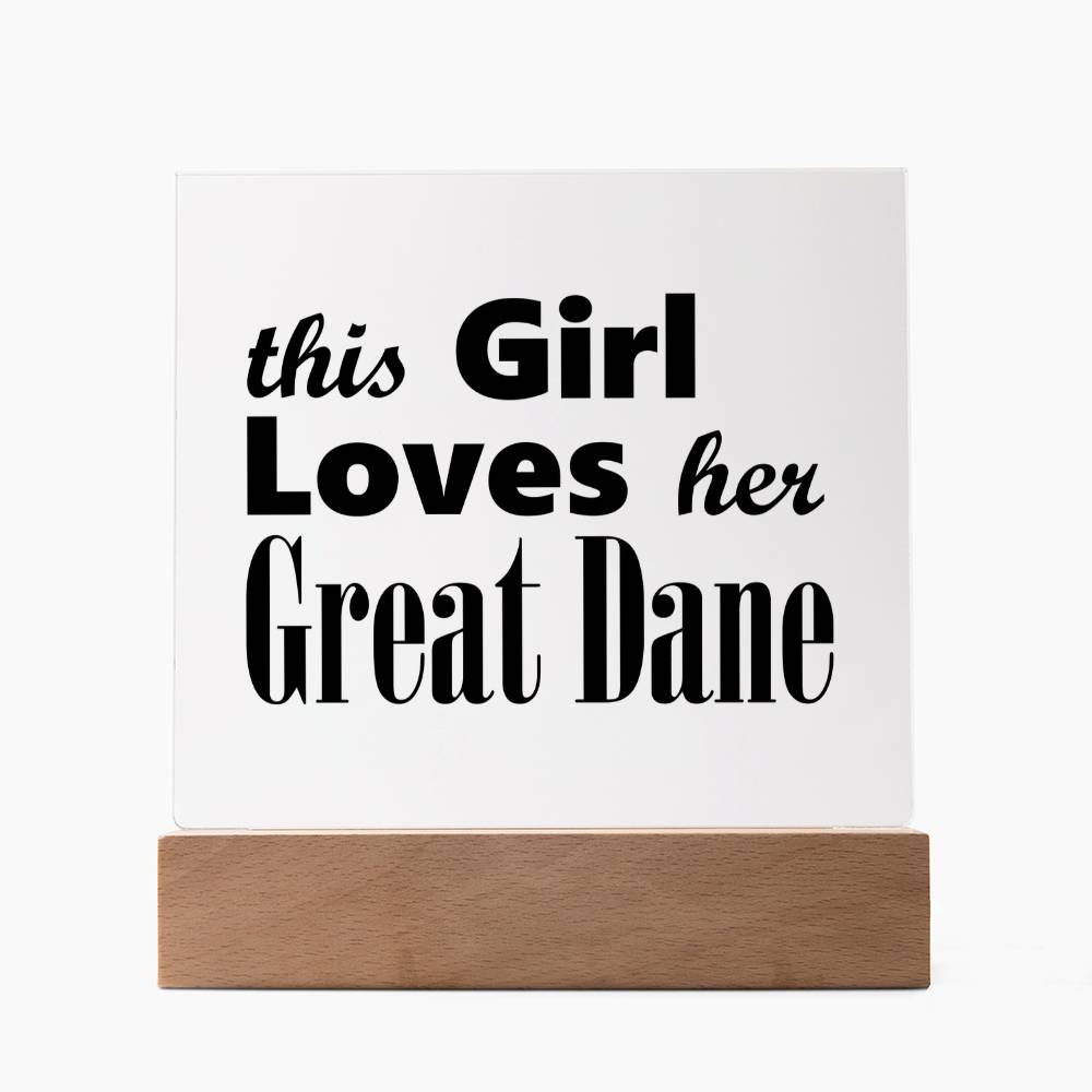 Great Dane - Square Acrylic Plaque With LED Base