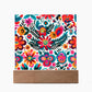 Mexican Floral Fiesta Pattern 051 - Square Acrylic Plaque With LED Base