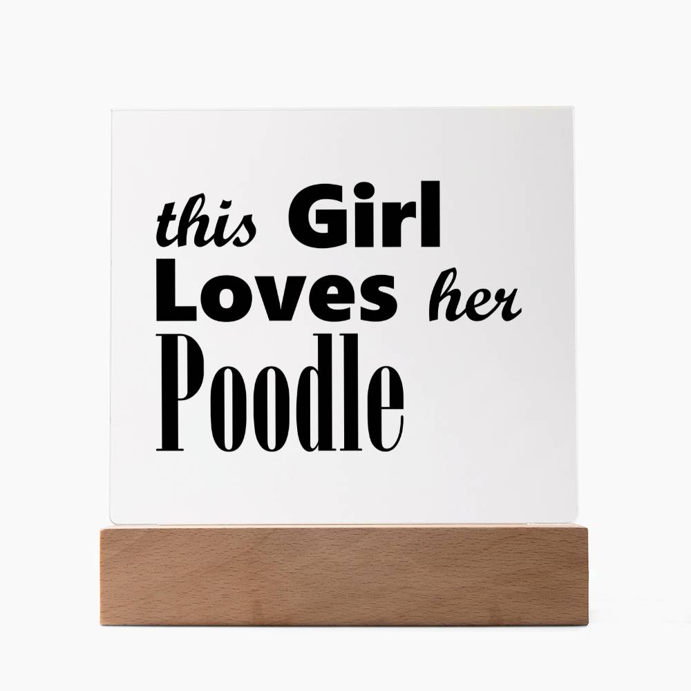 Poodle - Square Acrylic Plaque With LED Base