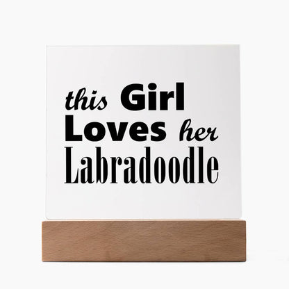 Labradoodle - Square Acrylic Plaque With LED Base