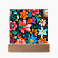 Mexican Floral Fiesta Pattern 054 - Square Acrylic Plaque With LED Base
