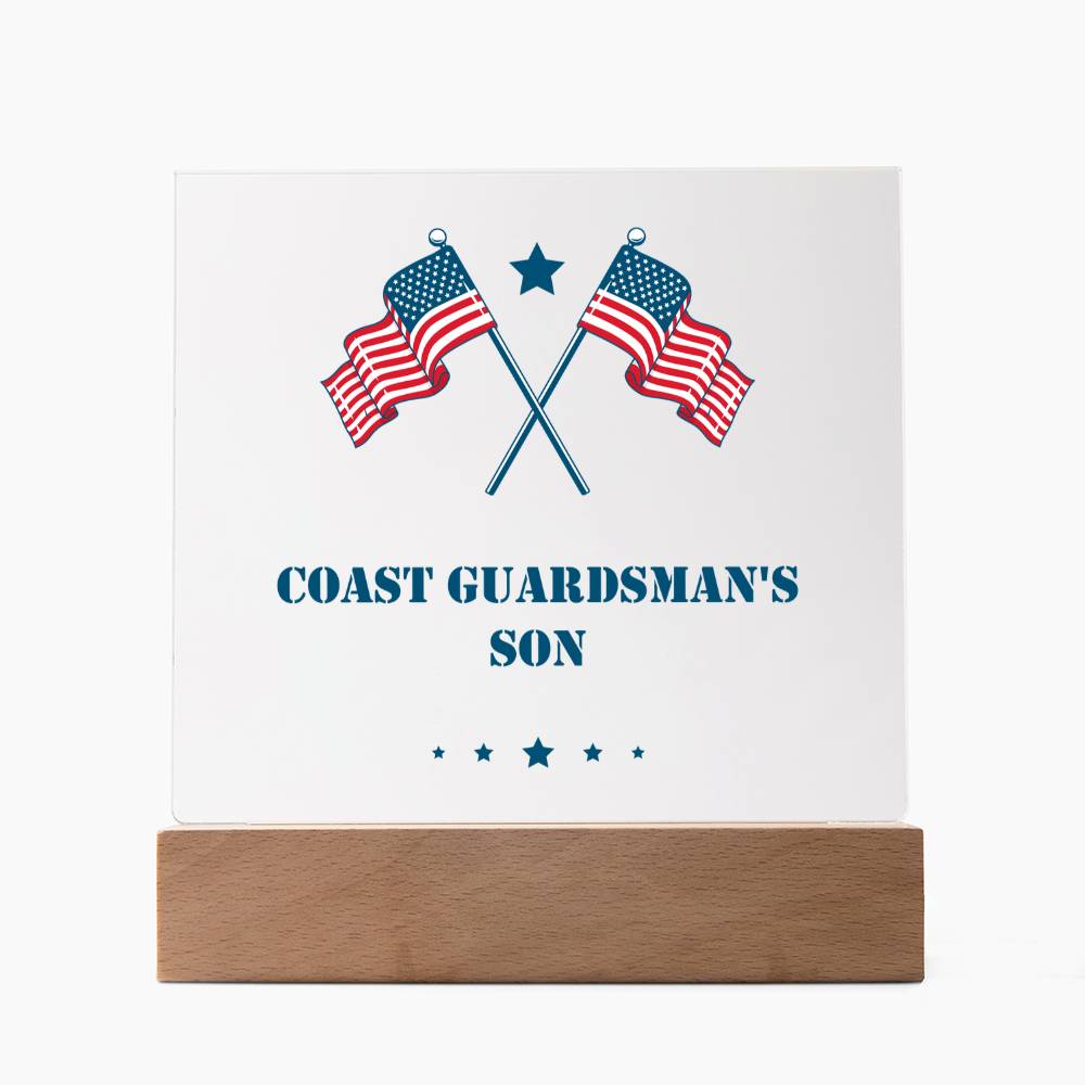 Coast Guardsman's Son - Square Acrylic Plaque With LED Base