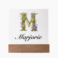 Marjorie (Lavender Flowers) - Square Acrylic Plaque With LED Base