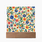 Mexican Floral Fiesta Pattern 006 - Square Acrylic Plaque With LED Base