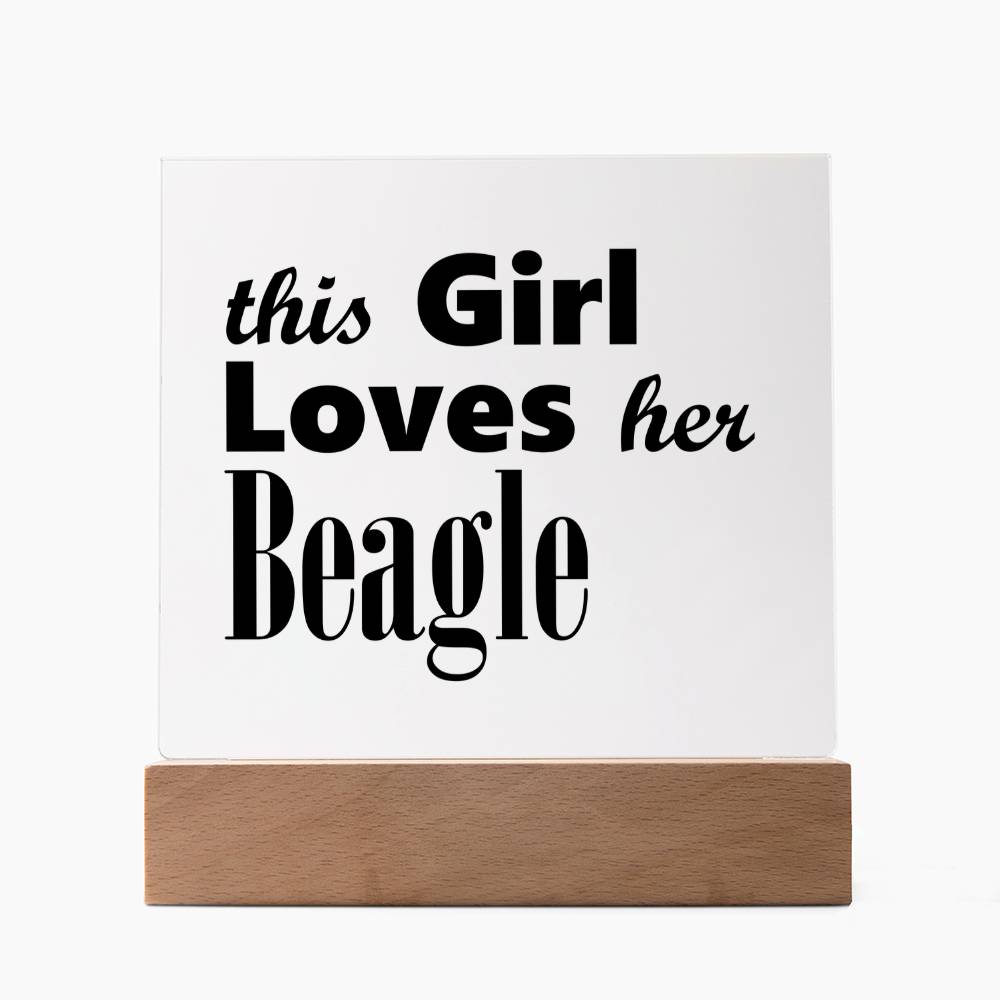Beagle - Square Acrylic Plaque With LED Base