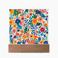 Mexican Floral Fiesta Pattern 010 - Square Acrylic Plaque With LED Base